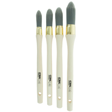 Coral Precision Round Sash Paint Brushes with Platinum Easy Clean Filaments 4 piece pack set